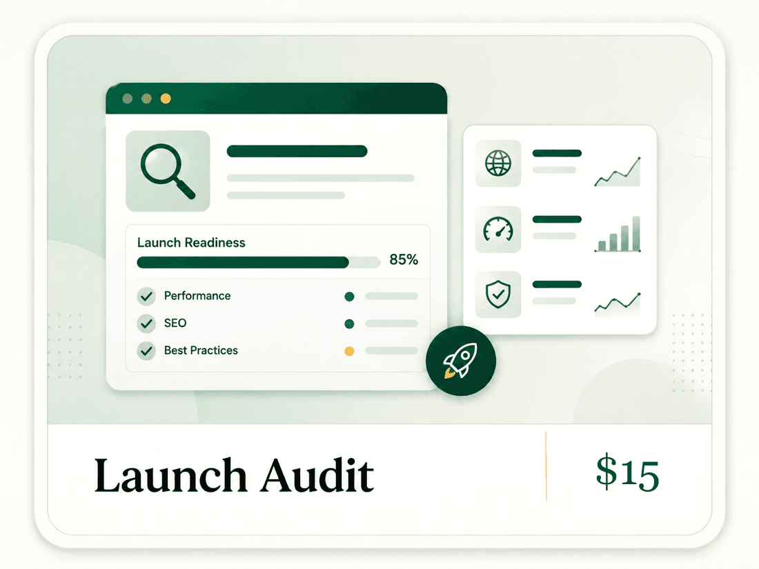 Launch audit checklist preview for a public website review.