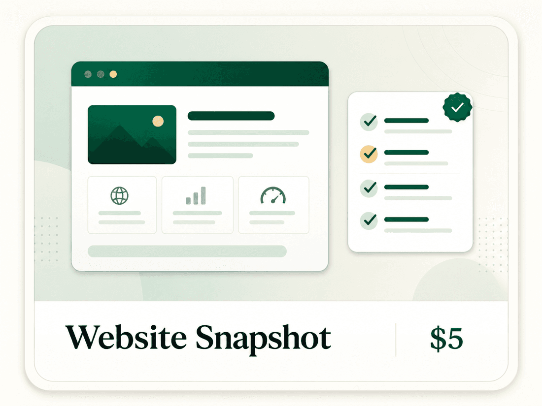 Website snapshot report preview with highlighted public-site fixes.